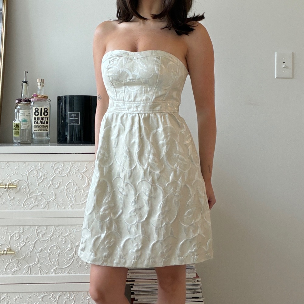 American Eagle Y2K Strapless Jacquard Dress
